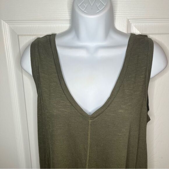 CASLON V-Neck Shirttail Tank Dress Sleeveless Olive Sarma S - Picture 5 of 10